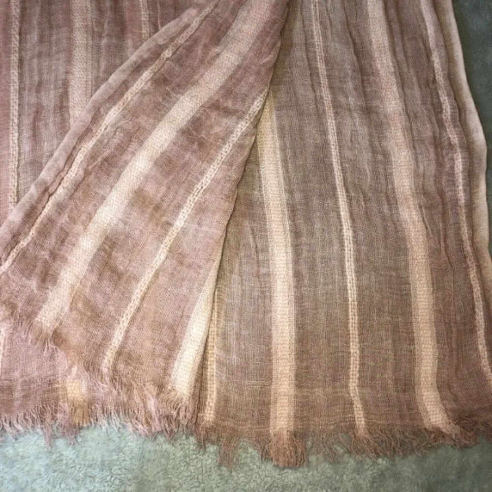 NWT TRUE CRAFT Women's Blush Acrylic Blend Scarf W/Frayed Edge 79 L x 42 W